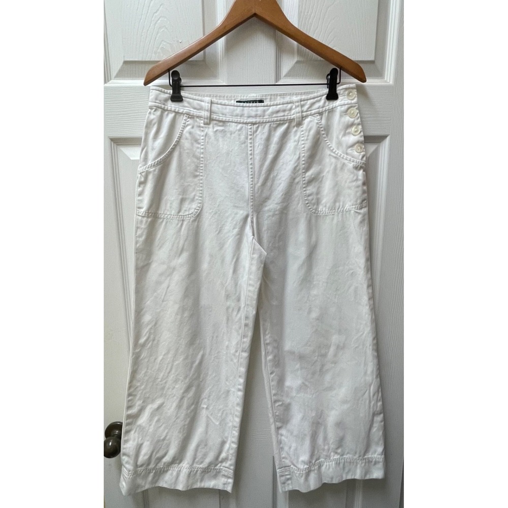 Vintage‎ Lauren Ralph Lauren Women's Size 8 Cropped White Wide Leg Sailor Pants